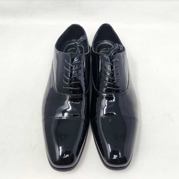 Men\'s 8.5 Florsheim tux cap toe patent black leather oxford dress shoes 14213 main image 5